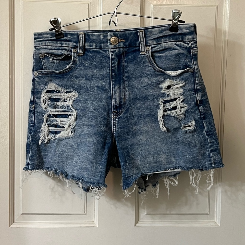 American Eagle Outfitters Blue Ripped Jean Shorts